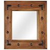 vidaXL Mirror | Brown | Solid acacia wood, glass, powder-coated steel | Medium