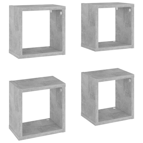 vidaXL Wall Cube Shelves 4 pcs Concrete Grey 22x15x22 cm