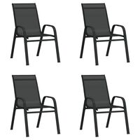 vidaXL Stackable Garden Chairs 4 pcs Black Textilene Fabric