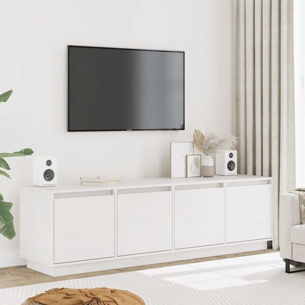 vidaXL TV Cabinet White 156x37x45 cm Solid Wood Pine