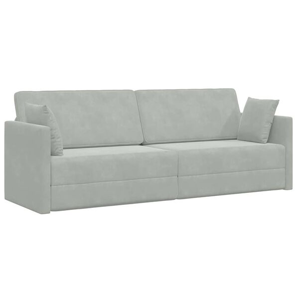 vidaXL Floor Sofa Bed Light Grey 213 x 70 x 77 cm Velvet