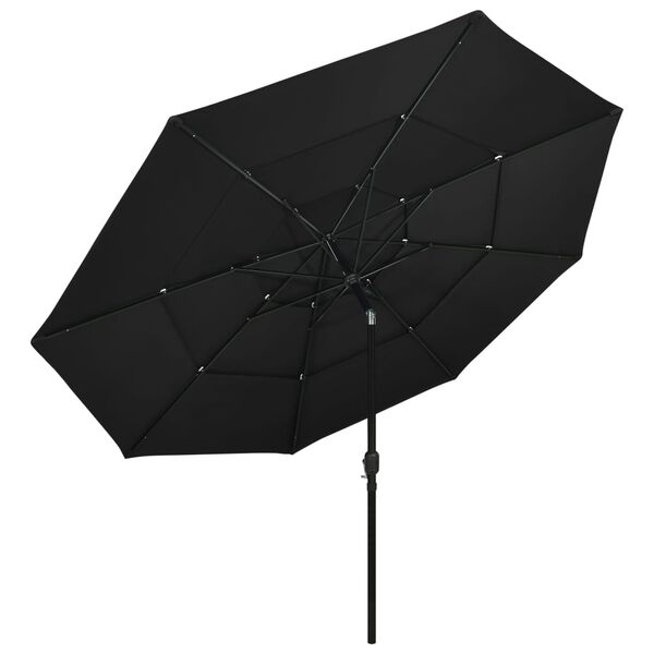 vidaXL 3-Tier Garden Parasol with Aluminium Pole Black 3.5 m