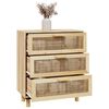 vidaXL Sideboard Brown 60x30x70 cm Solid Wood Pine and Natural Rattan