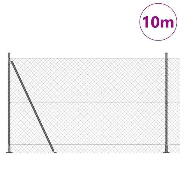 vidaXL Fence Post Grey 10 x 1.6 m (40 x 40 mm mesh) Steel and PVC
