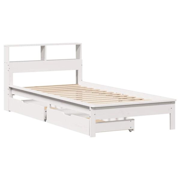 vidaXL Bookcase Bed without Mattress White 100x200 cm Solid Wood Pine