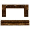 vidaXL 8 Piece TV Wall Cabinet Set with LED Lights Smoked Oak