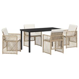 vidaXL Garden Dining Set 5 pcs Beige Poly Rattan