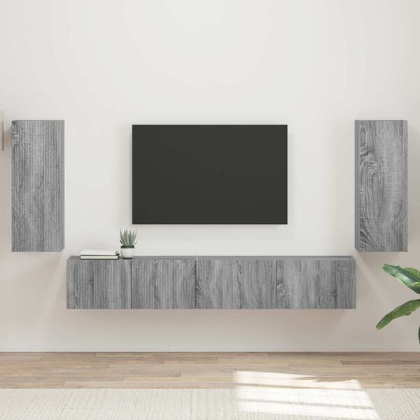 vidaXL TV Cabinet Set 4 pcs Grey Sonoma Engineered Wood