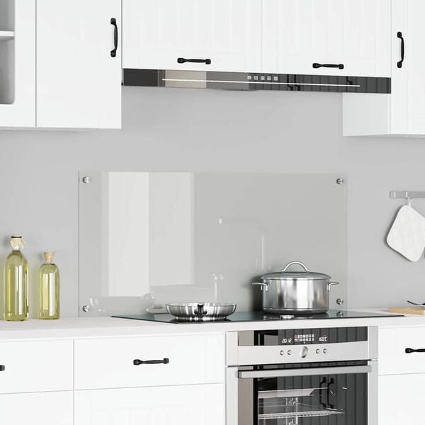 vidaXL Kitchen Backsplash Transparent 110 x 50 x 0.6 cm Tempered Glass