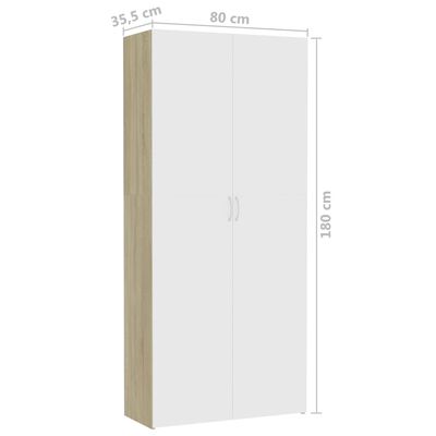 vidaXL Storage Cabinet White and Sonoma Oak 80x35.5x180 cm Engineered Wood