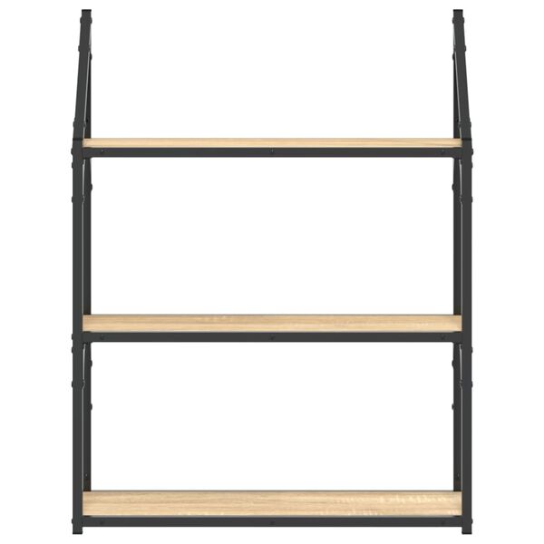 vidaXL 3-Tier Wall Shelf Sonoma Oak 60x21x78.5 cm Engineered Wood