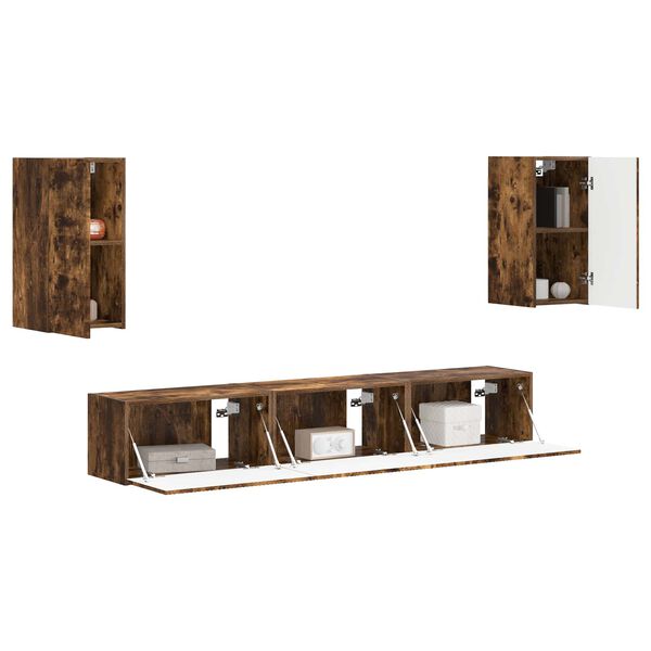 vidaXL TV Cabinet Set Wall-mounted 5 pcs Smoked Oak Engineered Wood
