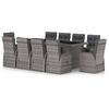 vidaXL 11 Piece Garden Dining Set with Cushions Grey Poly Rattan