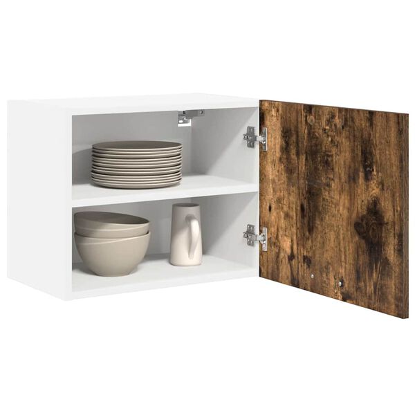 vidaXL Hanging Cabinet with Door Smoked Oak and White 50 x 31 x 40 cm