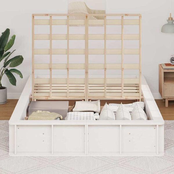 vidaXL Bed Frame White 120 x 190 cm Solid Pine Wood