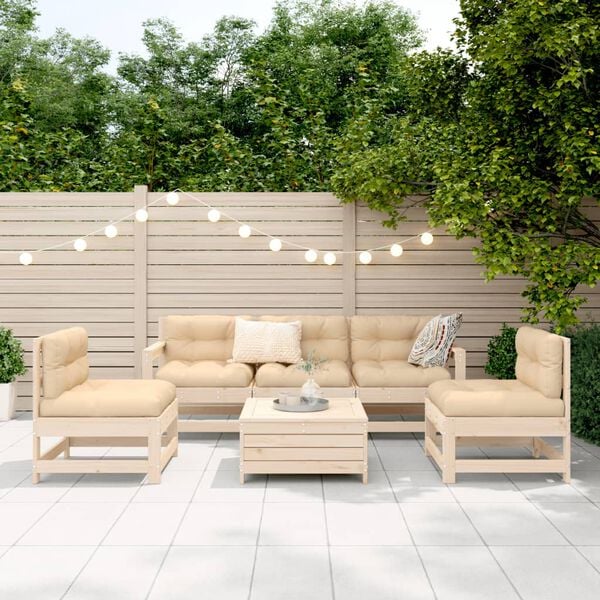 vidaXL 6 Piece Garden Sofa Set Solid Wood Pine
