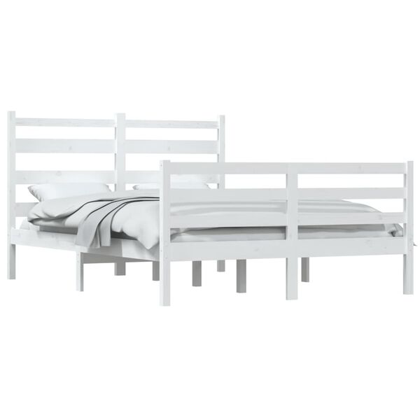 vidaXL Bed Frame without Mattress Solid Wood Pine 160x200 cm White