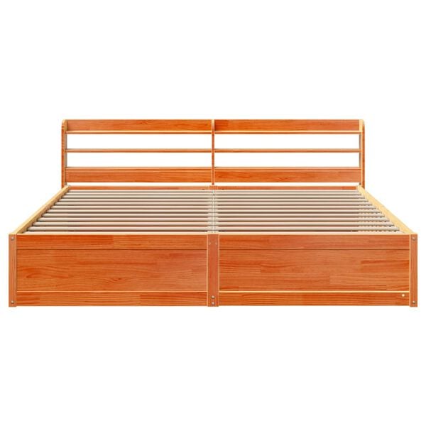 vidaXL Bed Frame with Headboard Wax Brown 180x200 cm Super King Solid Wood Pine