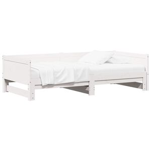 vidaXL Pull-out Day Bed White 180 x 200 cm Solid Pine Wood