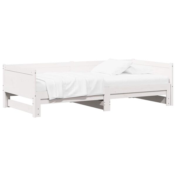 vidaXL Pull-out Day Bed White 180 x 200 cm Solid Pine Wood