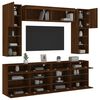 vidaXL 6 Piece TV Wall Cabinet Set with LED Lights Brown Oak