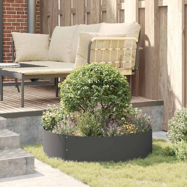 vidaXL Planter Ring Black 80 x 80 x 20 cm Cold-rolled Steel