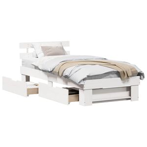 vidaXL Bed Frame with Headboard White 75 x 190 cm Solid Pine Wood