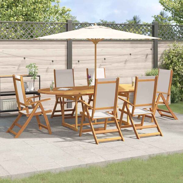 vidaXL 9 Piece Garden Dining Set Solid Wood Acacia and Textilene