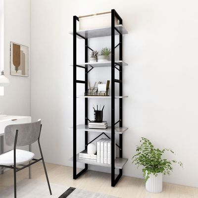 vidaXL 5-Tier Book Cabinet Concrete Grey 60x30x175 cm Engineered Wood