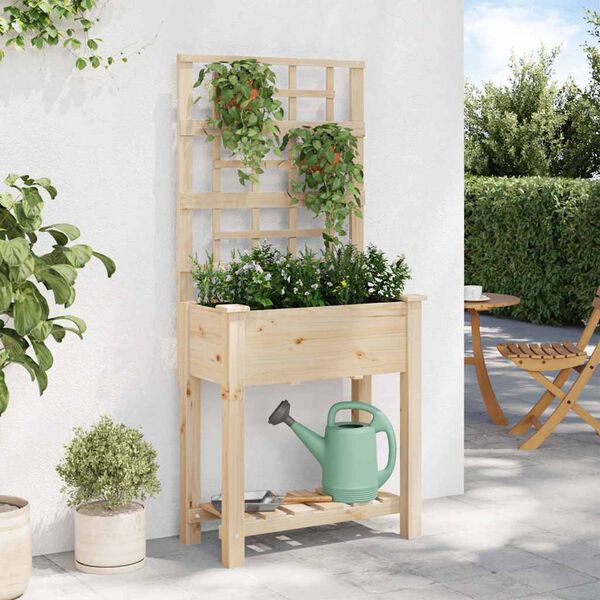 vidaXL Garden Planter with Shelf Beige 71 x 38 x 152 cm Solid fir wood