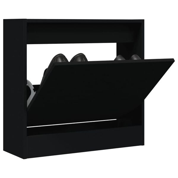 vidaXL Shoe Cabinet Black 60x21x57 cm Engineered Wood