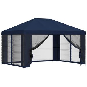 vidaXL Garden Gazebo with Sidewalls 4 x 3 m Blue Polyester and Steel