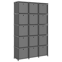 vidaXL 15-Cube Display Shelf with Boxes Grey 103x30x175.5 cm Fabric