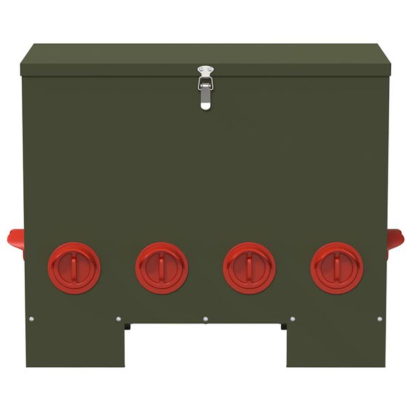 vidaXL Chicken Feeder Olive Green 60.5 x 29 x 51 cm Cold-Rolled Steel