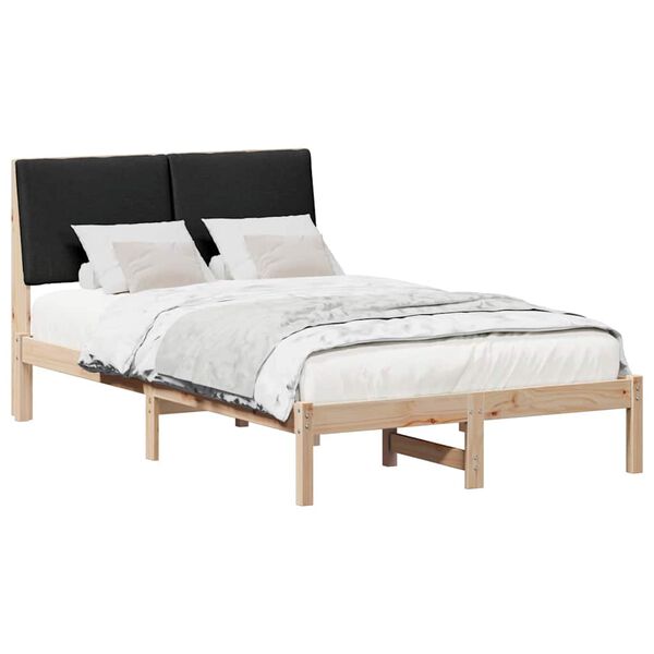vidaXL Bed frame Brown and black 120 x 190 cm Solid pine wood