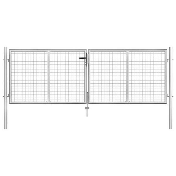 vidaXL Garden Gate Galvanised Steel 300x75 cm Silver