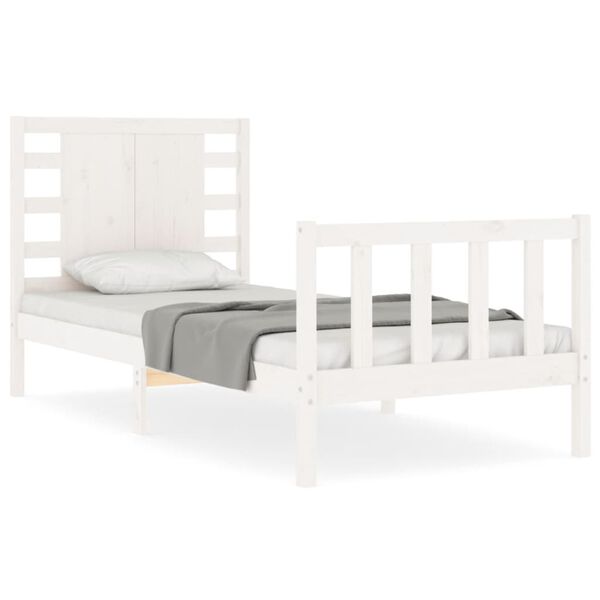 vidaXL Bed Frame without Mattress White Small Single Solid Wood Pine
