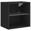 vidaXL Bedside Cabinets with LED Lights Wall-mounted 2 pcs Black