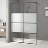 vidaXL Walk-in Shower Wall Black 140x195 cm Half Frosted ESG Glass