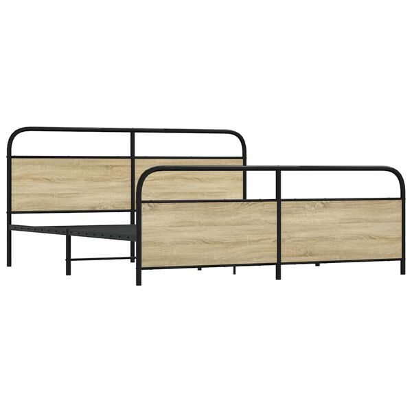 vidaXL Metal Bed Frame without Mattress Sonoma Oak 193x203 cm