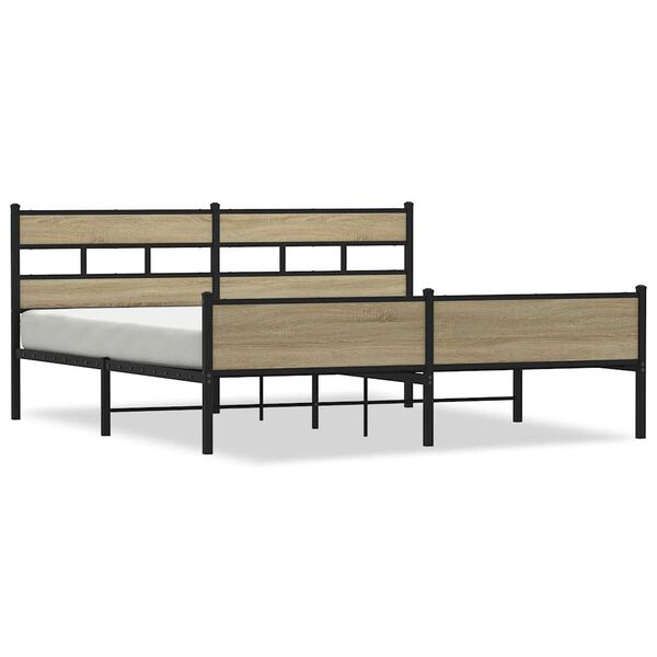 vidaXL Metal Bed Frame without Mattress Sonoma Oak 180x200 cm Super King