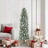 vidaXL Artificial Slim Christmas Tree Green and White 180 cm