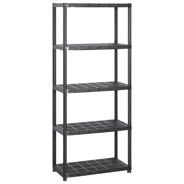vidaXL Storage Shelf 5-Tier Black 213x38x170 cm Plastic