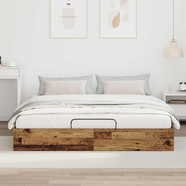 vidaXL Ottoman Bed Frame Old Wood 160 x 200 cm Engineered Wood