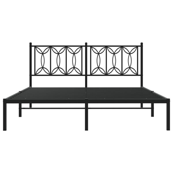 vidaXL Metal Bed Frame without Mattress with Headboard Black 160x200cm