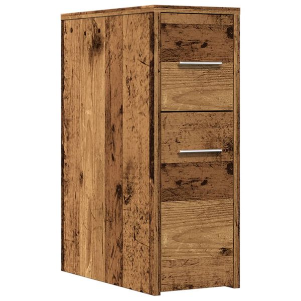 vidaXL Narrow Bathroom Cupboard with Wheels Old Wood Engineered Wood