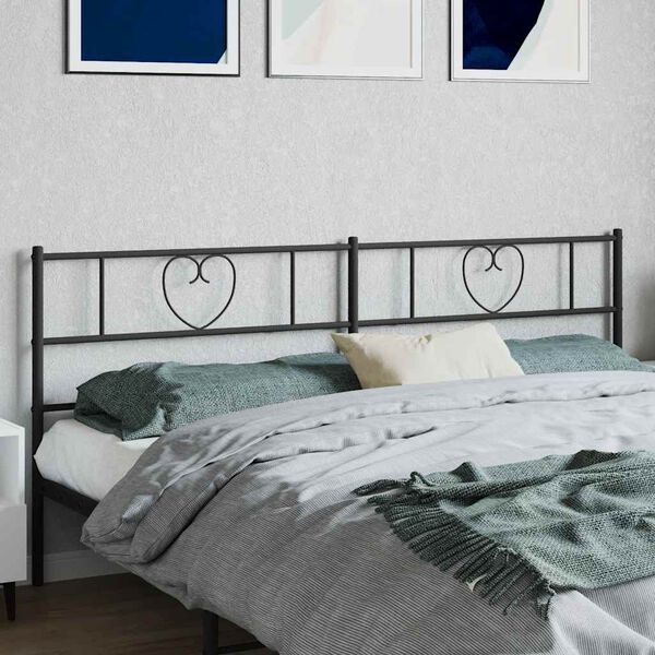vidaXL Metal Headboard Black 180 cm