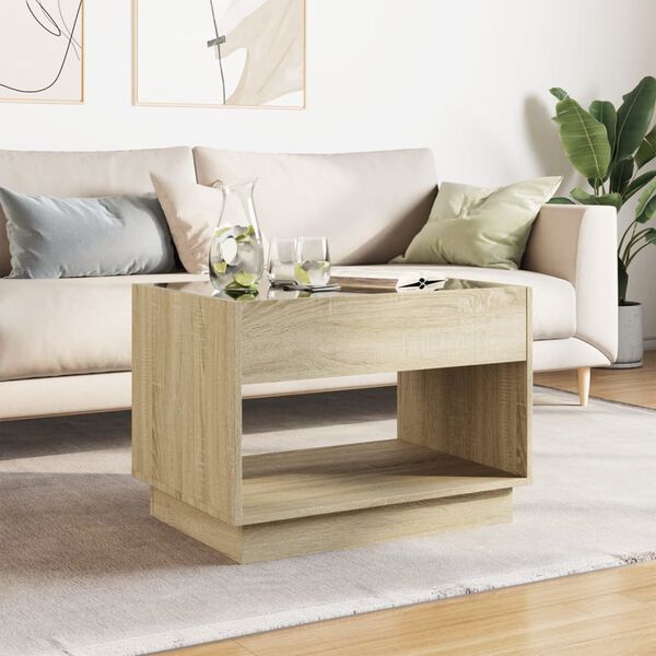 vidaXL Coffee Table with Infinity LED Sonoma Oak 70x50x50 cm