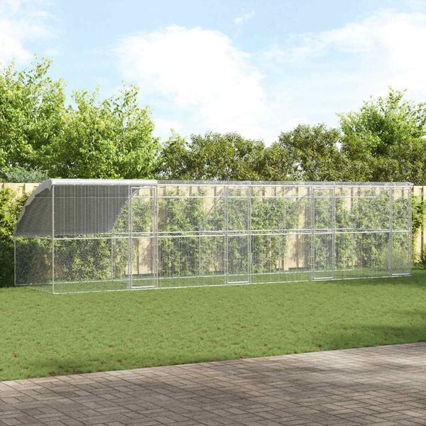 vidaXL Chicken Cage 4 pcs Silver 800 x 200 x 200 cm Steel and PE