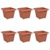 vidaXL Square Flower Pot 6 pcs Brick Red 20 x 20 x 16 cm Plastic